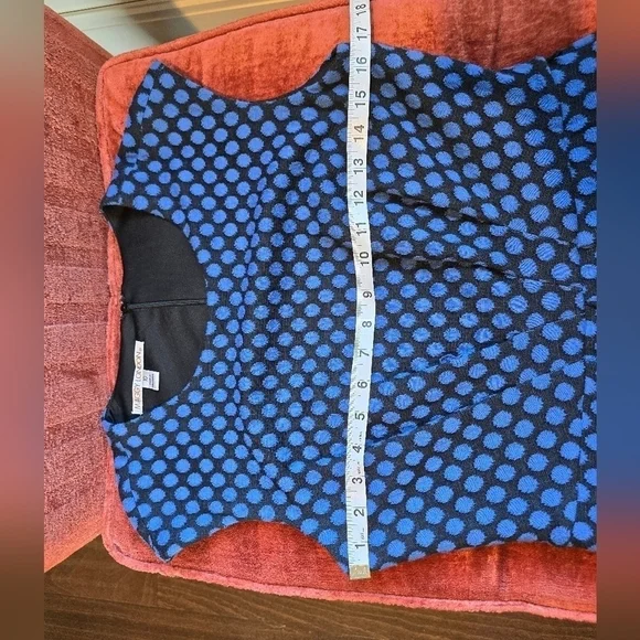 Maggy London Black Fit and Flare Sleeveless Mini Dress Blue Polka Dots Sz 10 - Picture 6 of 9